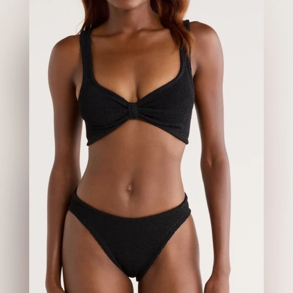 Hunza G Bonnie 2pc Bikini Set Black Swimwear OS NWT 255$ - Picture 9 of 12